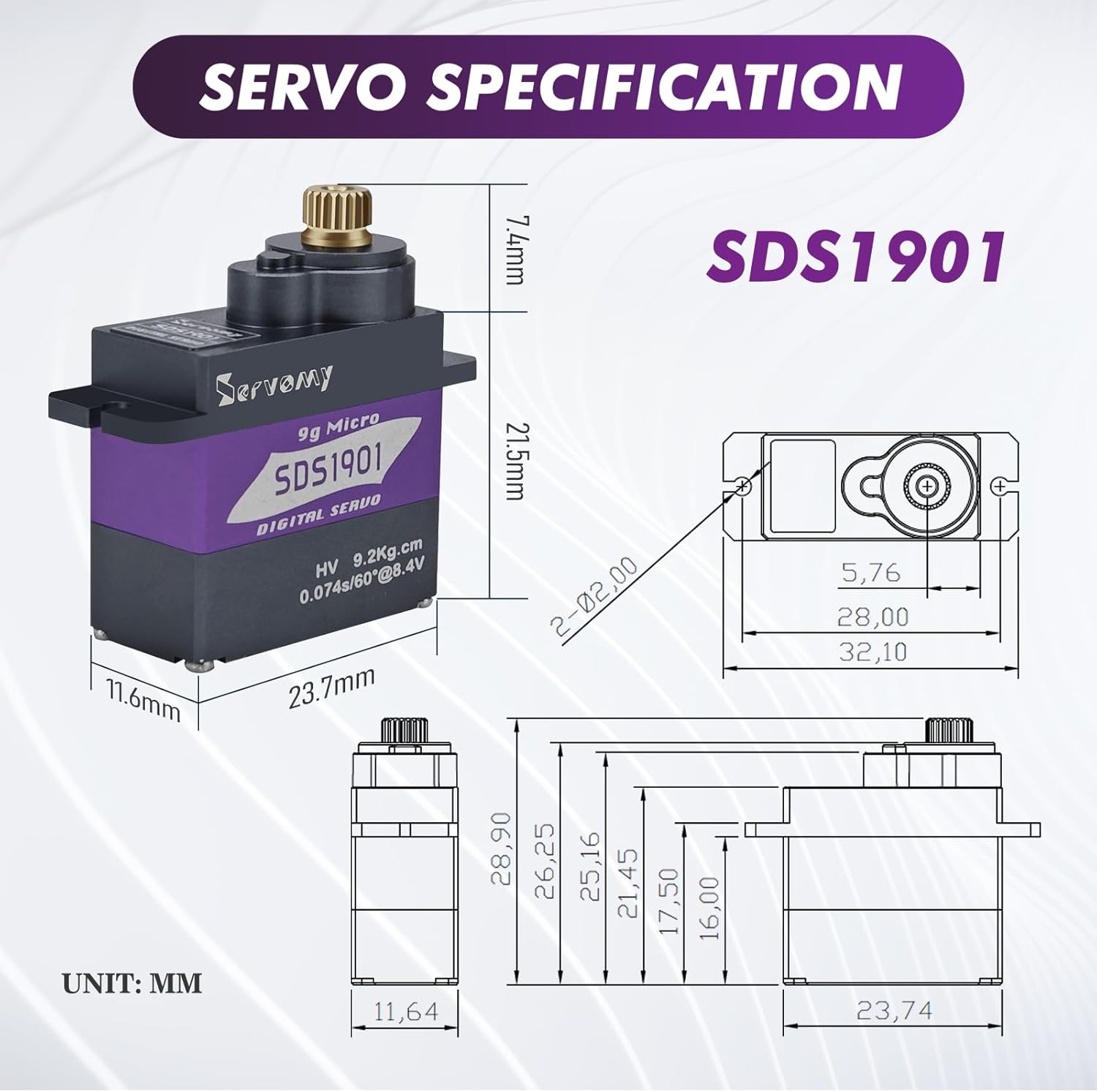 SERVOMY-SDS1901 Digital 9G Mic - Rc Car Servo reseña y precio
