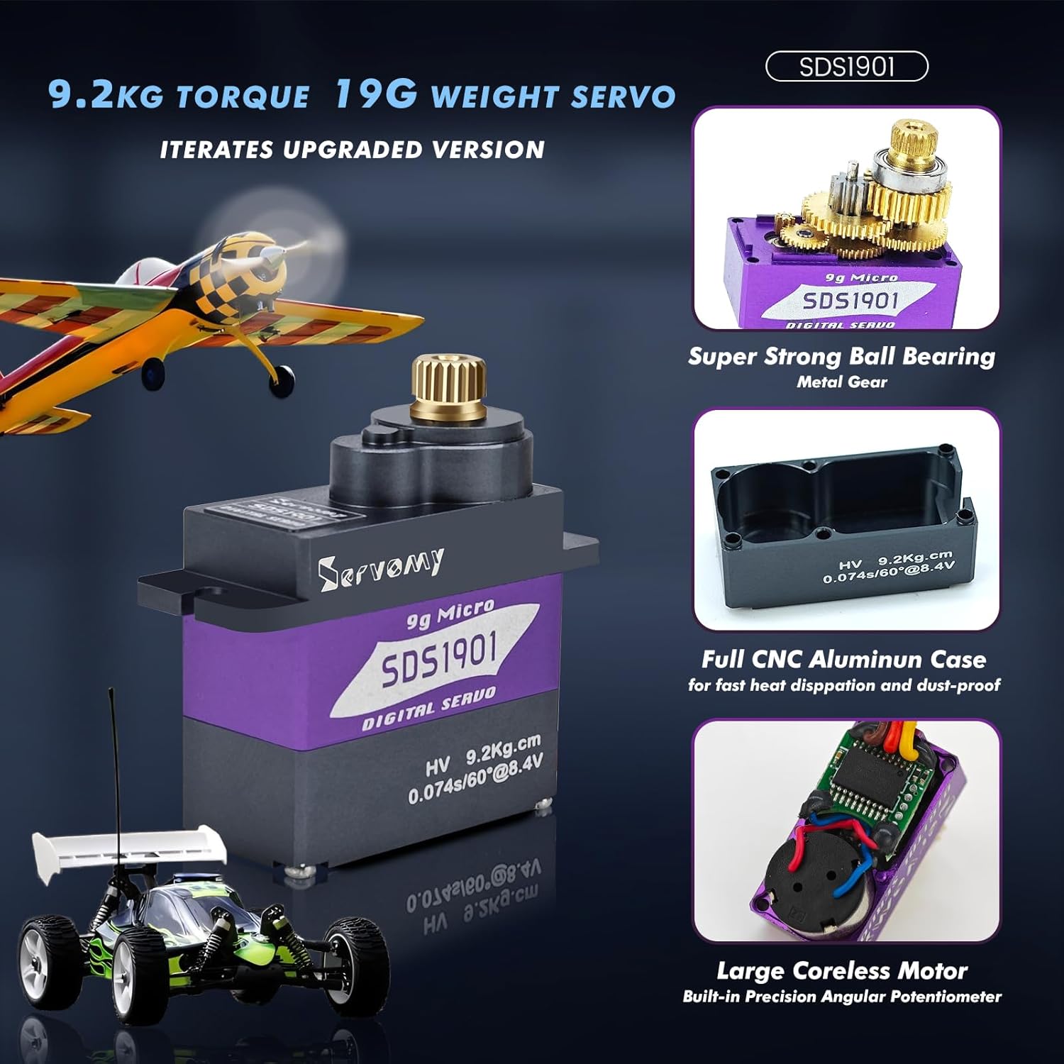 SERVOMY-SDS1901 Digital 9G Mic - Rc Car Servo reseña y precio